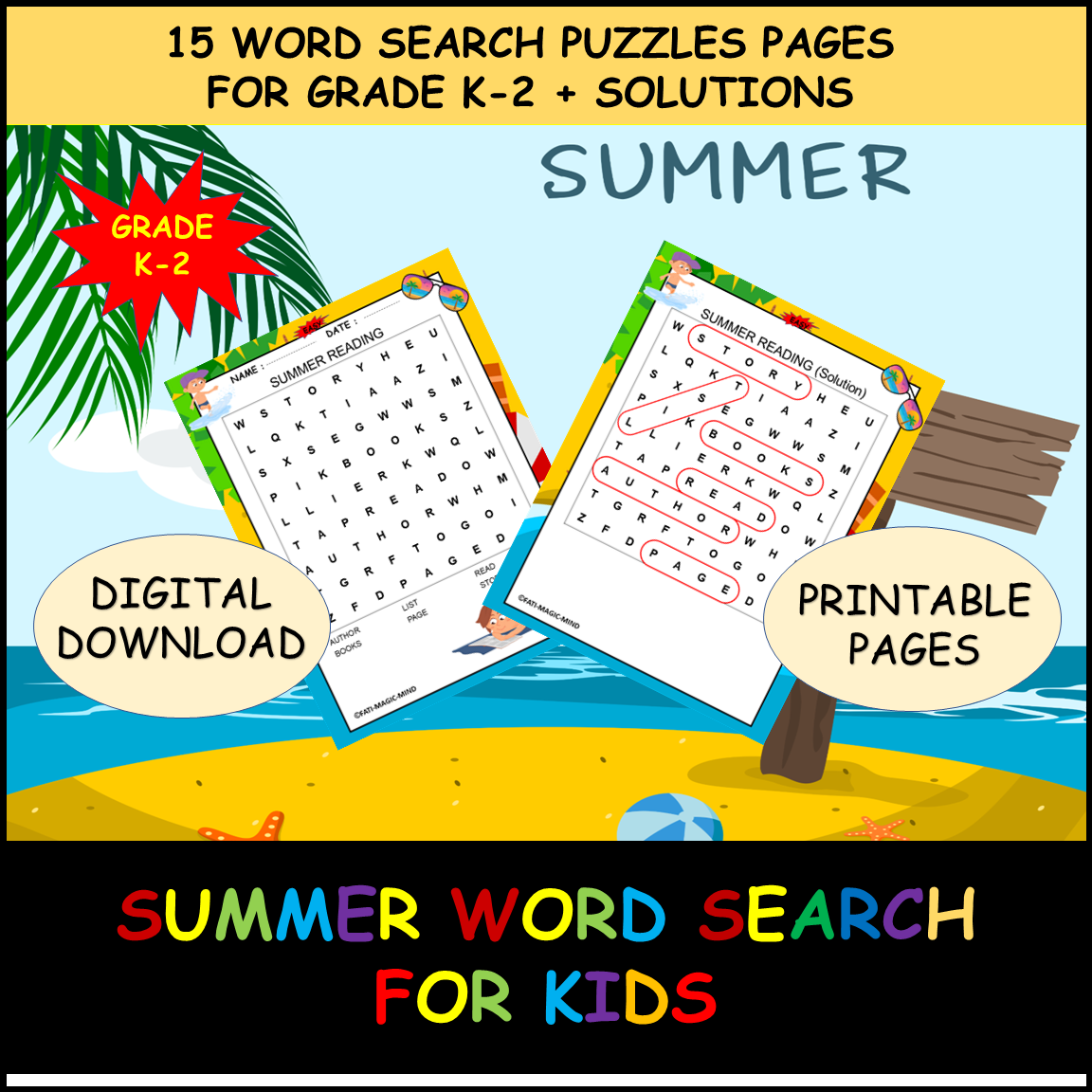 Summer Word Search Puzzles Grade K 2 15 Fun End Of Year Printable Pages Made By Teachers Summer Word Search Puzzles Grade K 2 15 Fun End Of Year Printable Pages Made By Teachers