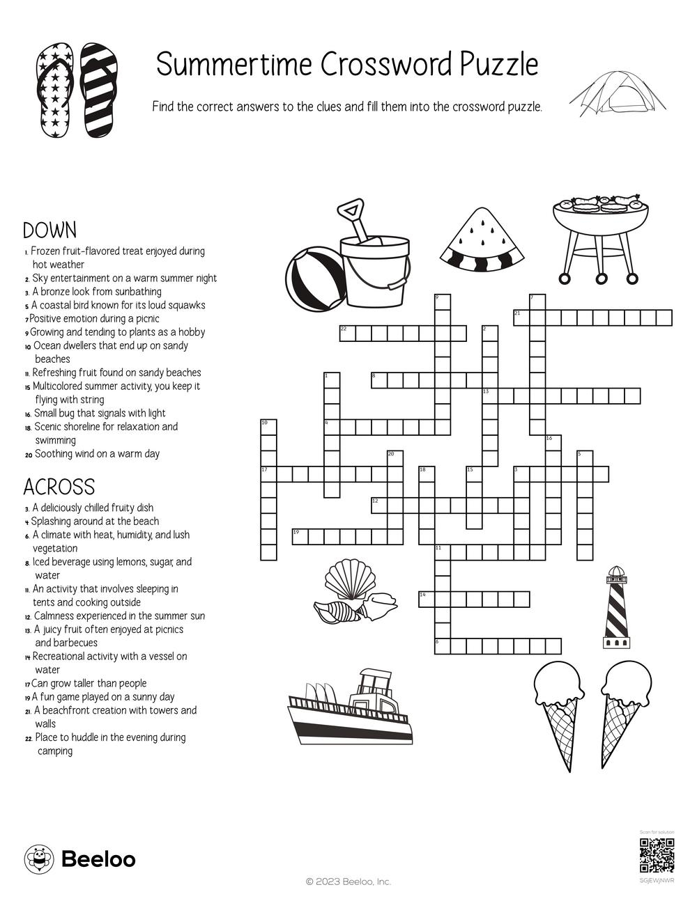 Entertainment Themed Printable Crossword Puzzles