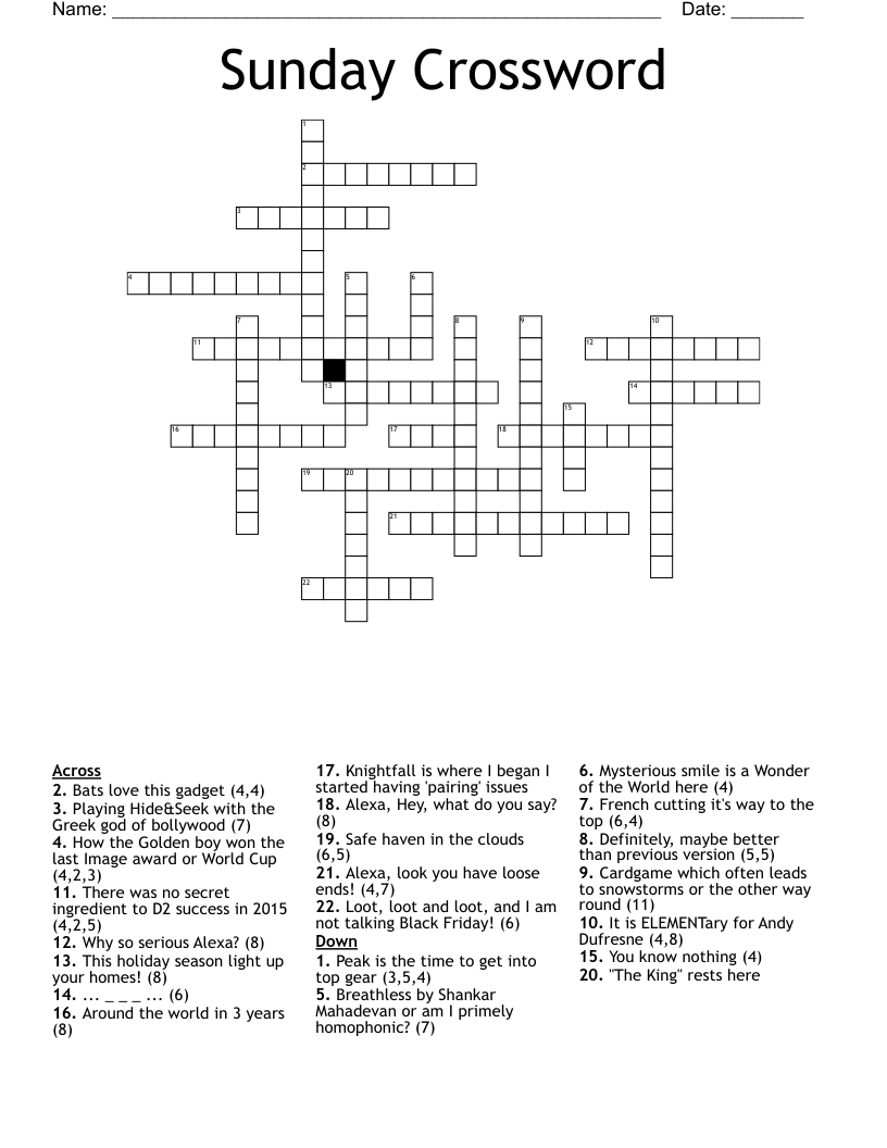 Crossword Puzzles Printable Sunday Crossword Puzzles Printable Sunday
