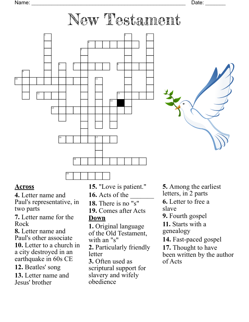 Sunday School Crossword WordMint Sunday School Crossword WordMint