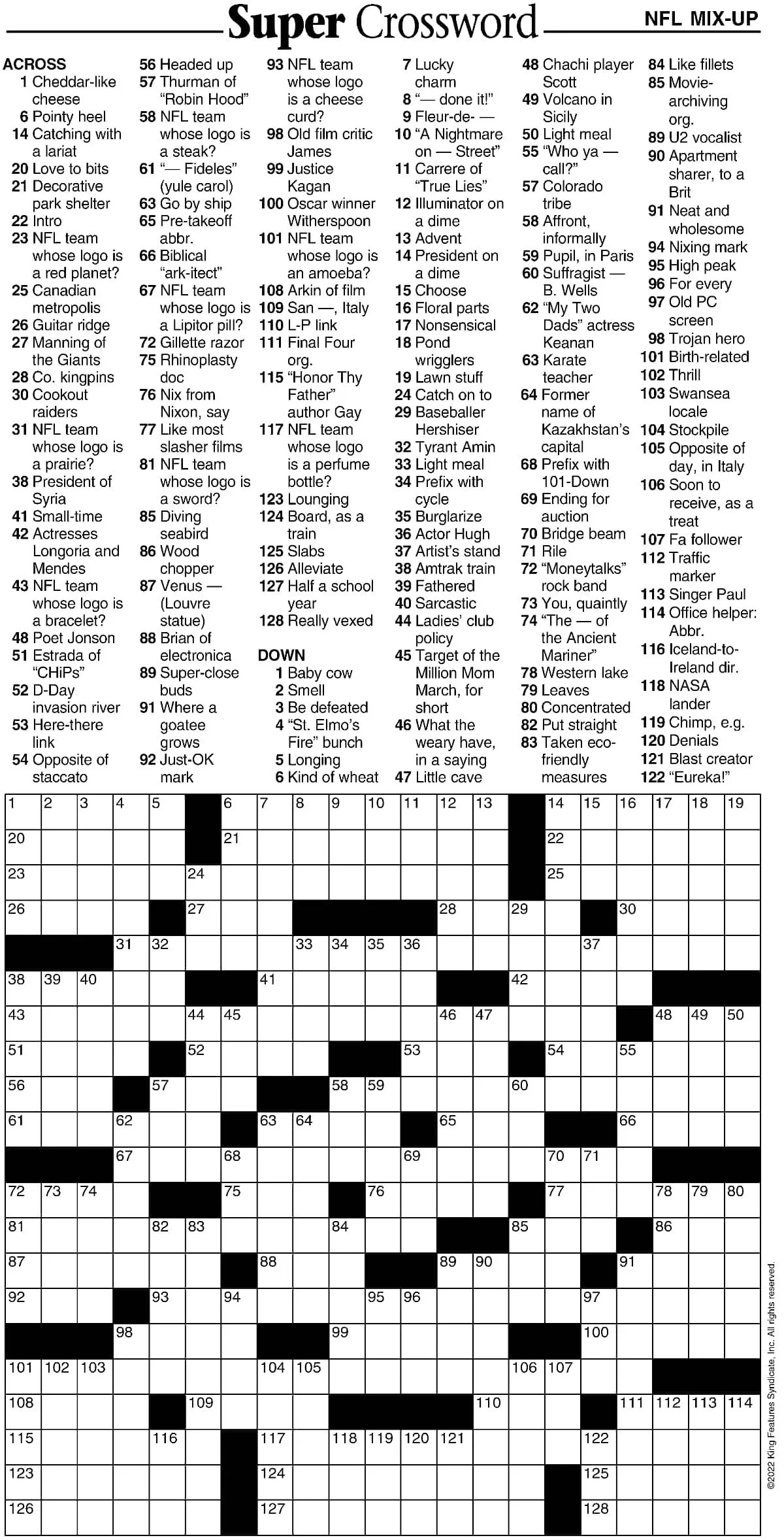 Super Crossword NFL Mix Up Your West Central Voice Super Crossword NFL Mix Up Your West Central Voice