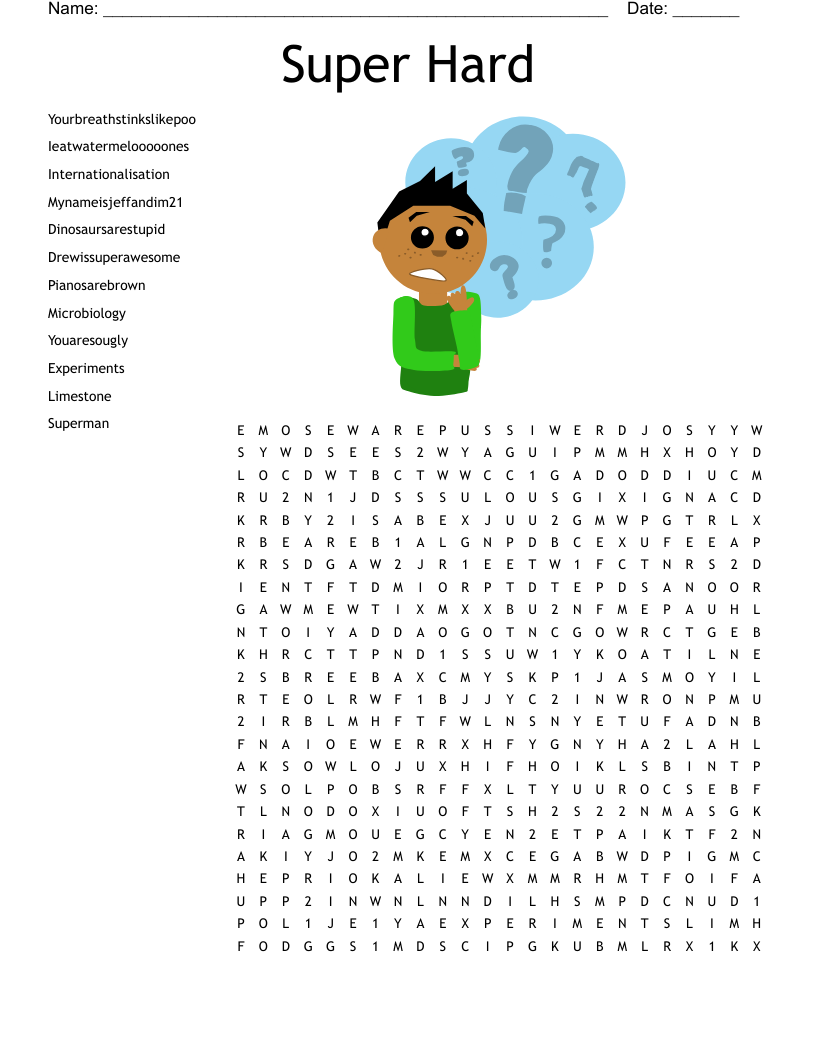 Super Hard Word Search WordMint