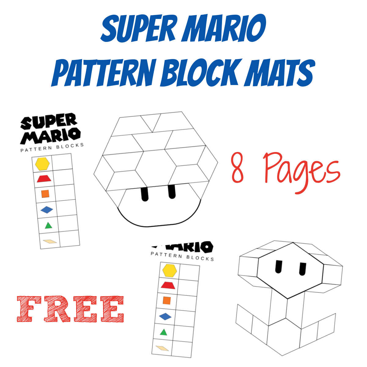 Super Mario Pattern Block Mats free The Activity Mom