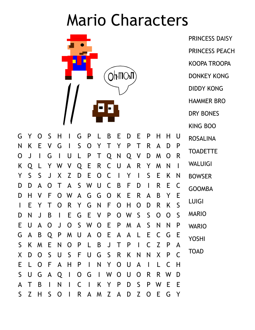 Mario Bros Crossword Puzzles Printable Mario Bros Crossword Puzzles Printable