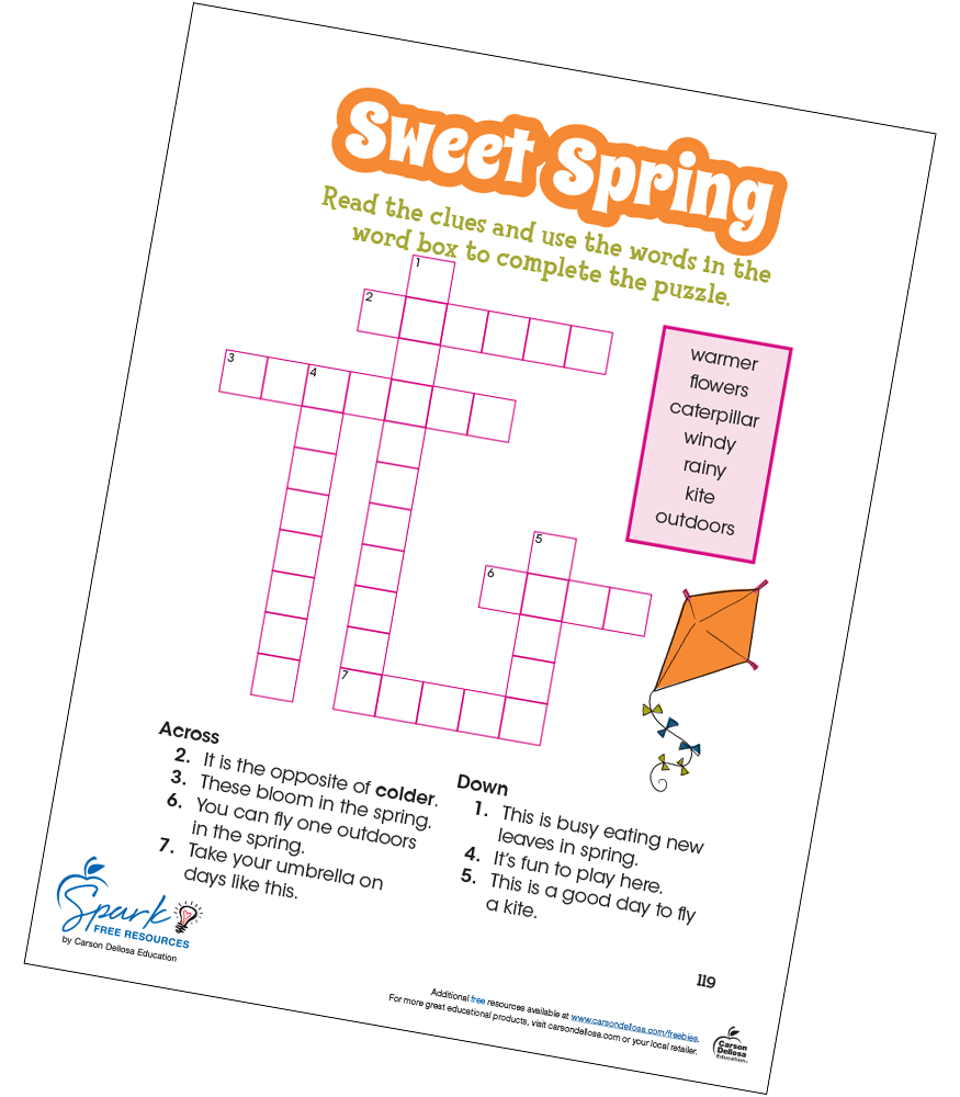 Sweet Spring Crossword Puzzle Free Printable Carson Dellosa Sweet Spring Crossword Puzzle Free Printable Carson Dellosa