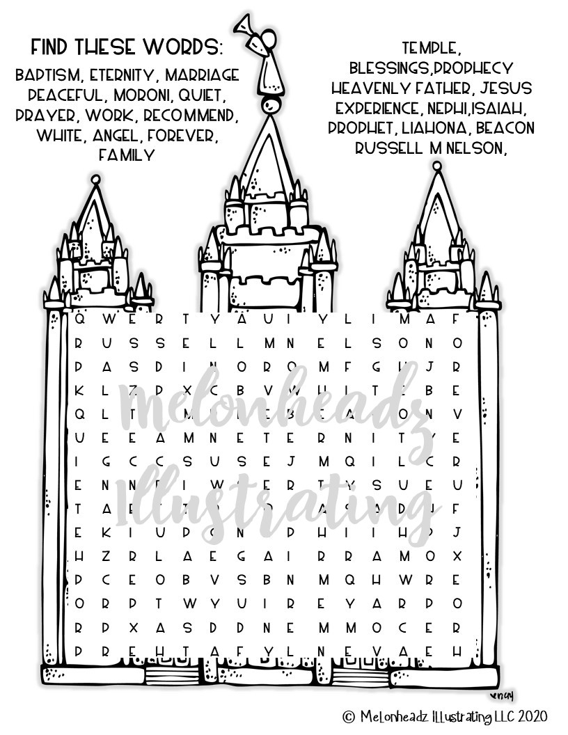 Temple Word Search LDS Printable FREEBIE Melonheadz Temple Word Search LDS Printable FREEBIE Melonheadz
