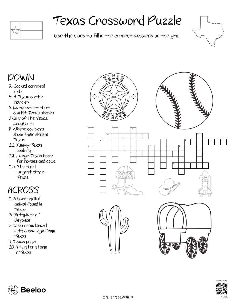 Texas themed Crossword Puzzles Beeloo Printable Crafts And Worksheets Library Texas themed Crossword Puzzles Beeloo Printable Crafts And Worksheets Library