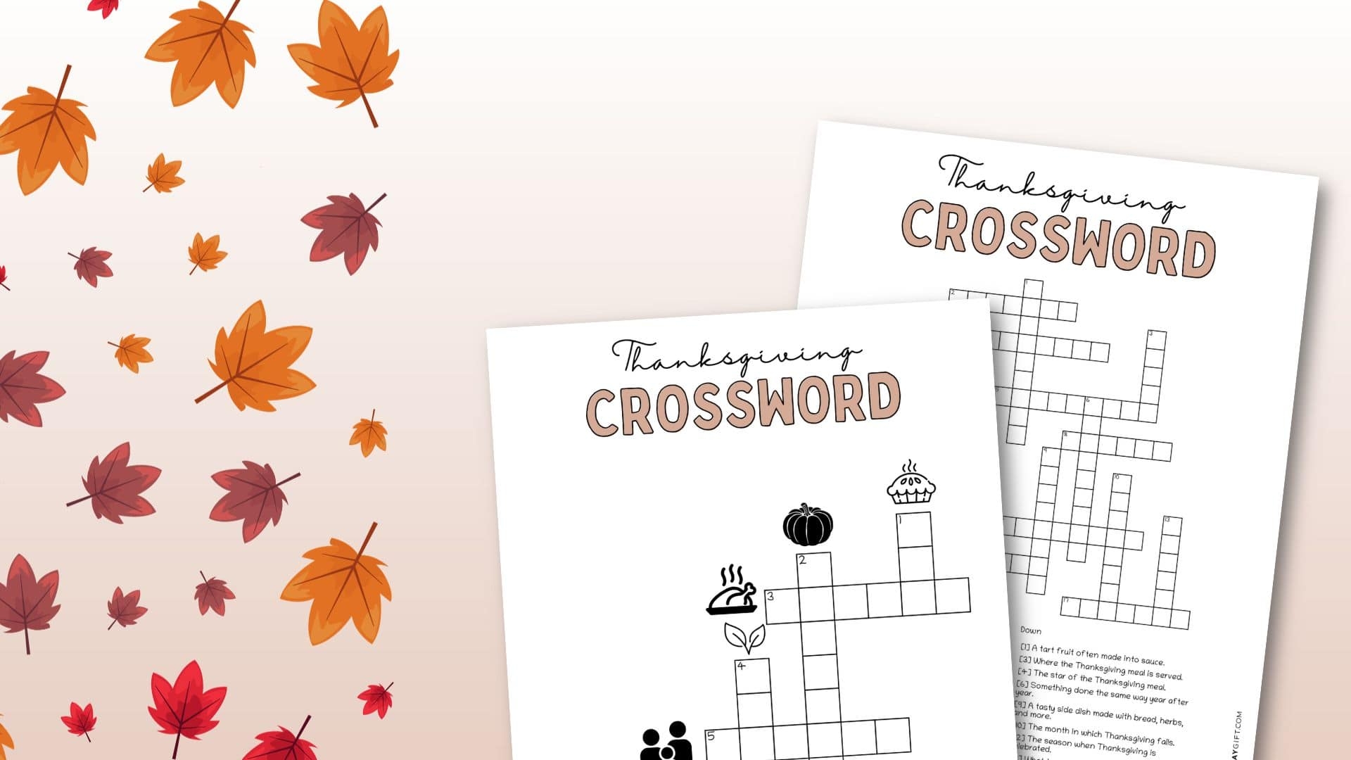 Crossword Puzzles For Thanksgiving Printable