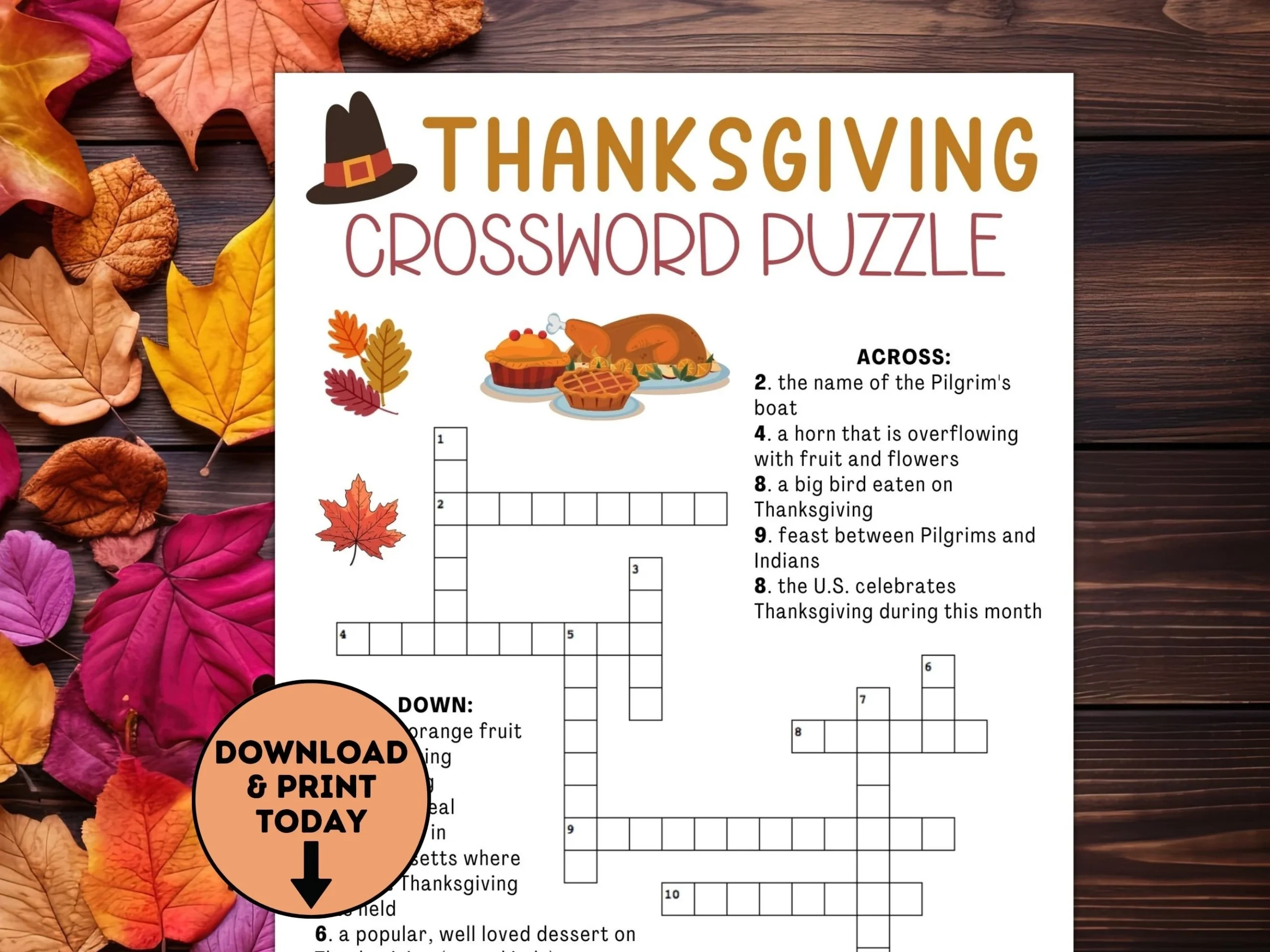 Thanksgiving Crossword Puzzle Thanksgiving Kids Table Games Thanksgiving Crossword Puzzle Thanksgiving Kids Table Games