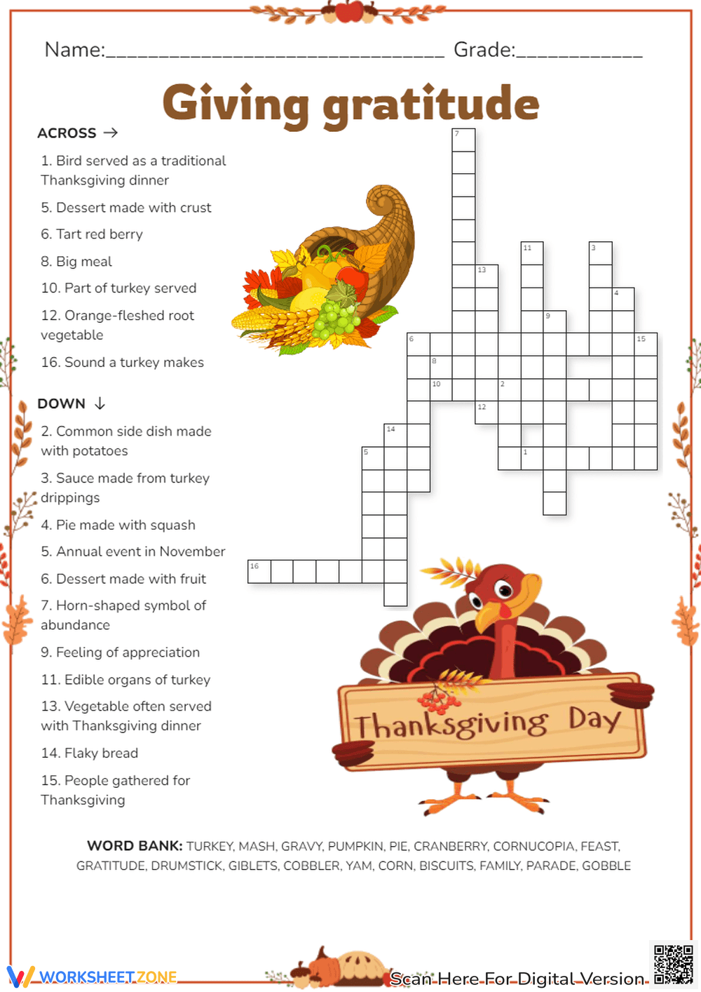 Thanksgiving Crossword Puzzle Worksheets 2025 Thanksgiving Crossword Puzzle Worksheets 2025