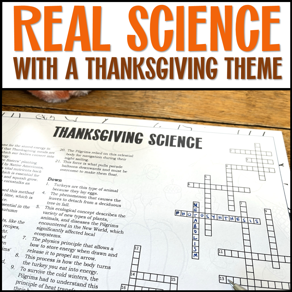 Thanksgiving Science Crossword Puzzle Middle Or High School Science Party Game Classful Thanksgiving Science Crossword Puzzle Middle Or High School Science Party Game Classful