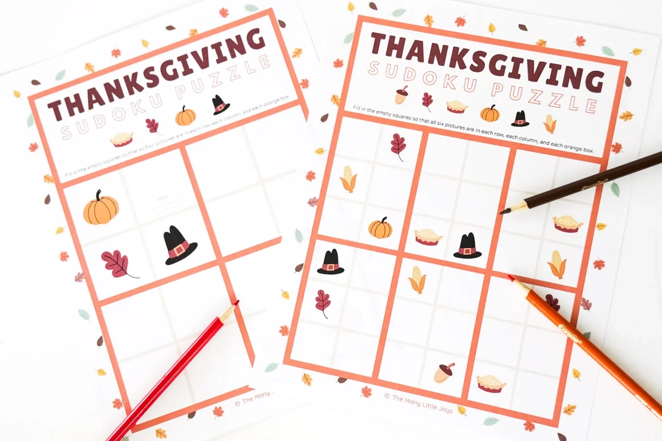 Thanksgiving Sudoku Puzzles For Kids Free Printable The Many Little Joys Thanksgiving Sudoku Puzzles For Kids Free Printable The Many Little Joys