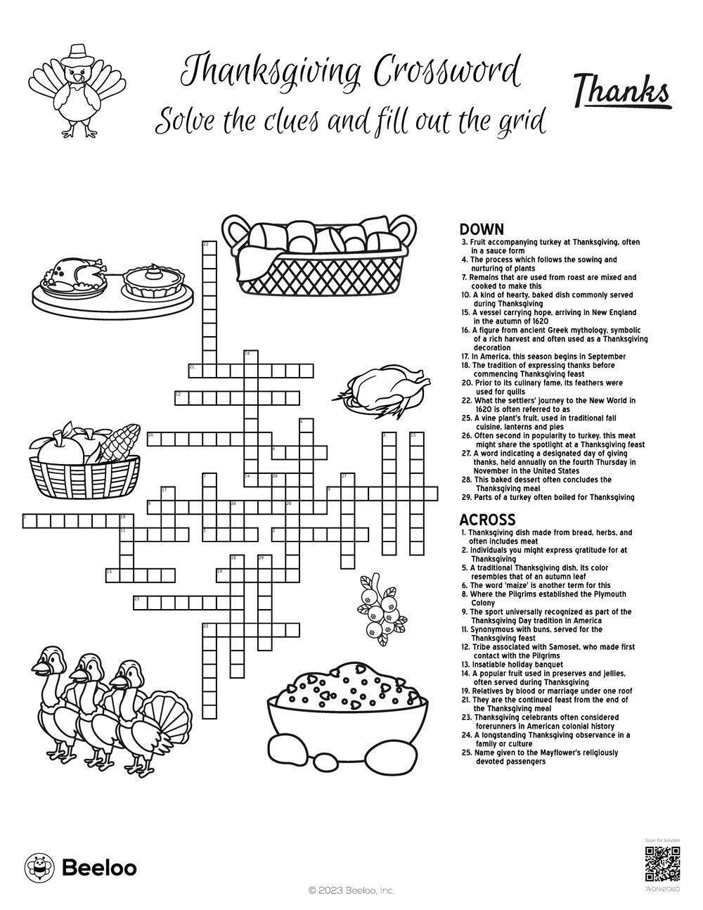 Thanksgiving Crossword Puzzles Printable Adults Thanksgiving Crossword Puzzles Printable Adults