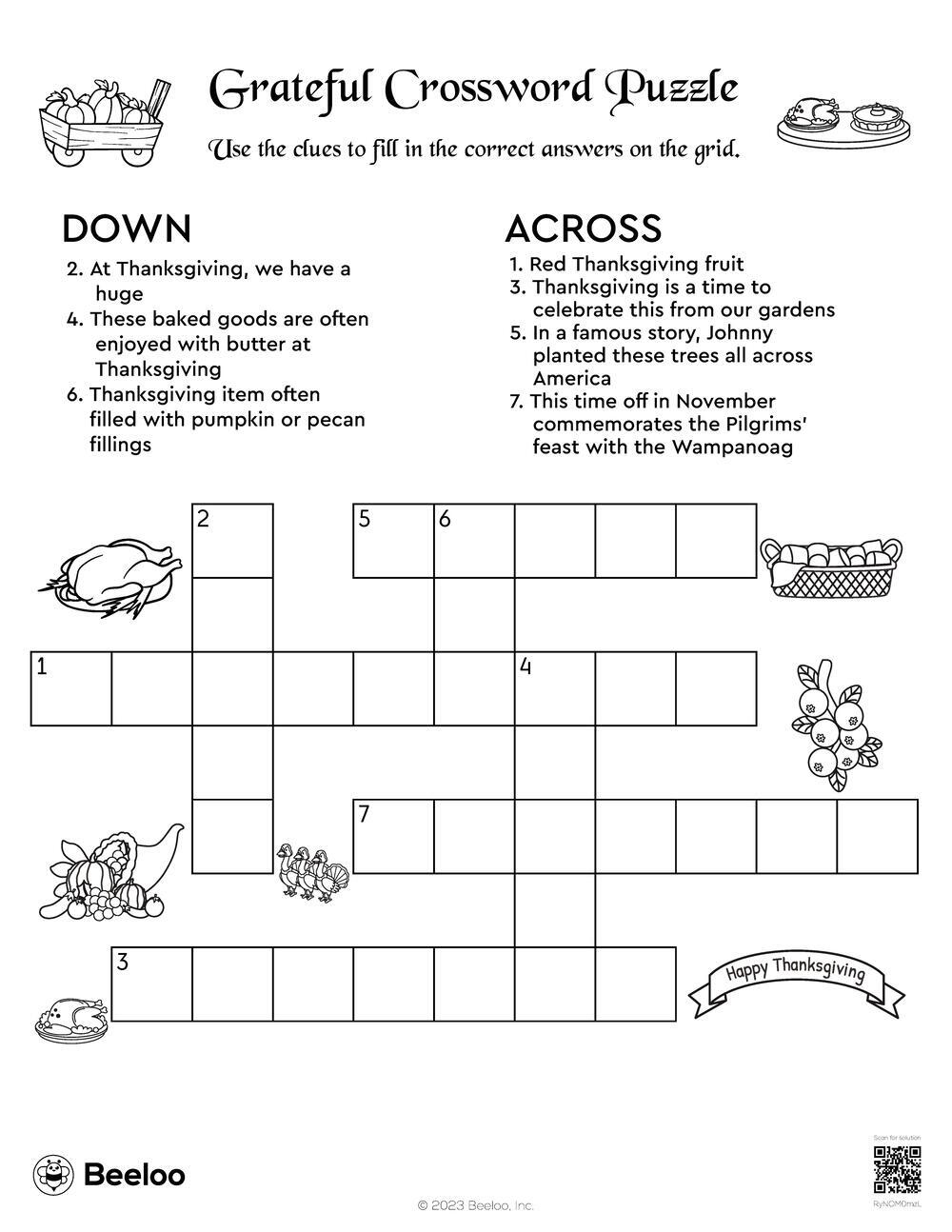 Thanksgiving themed Crossword Puzzles Beeloo Printable Crafts And Activities For Kids Thanksgiving themed Crossword Puzzles Beeloo Printable Crafts And Activities For Kids