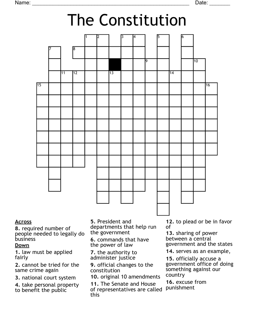 The Constitution Crossword WordMint