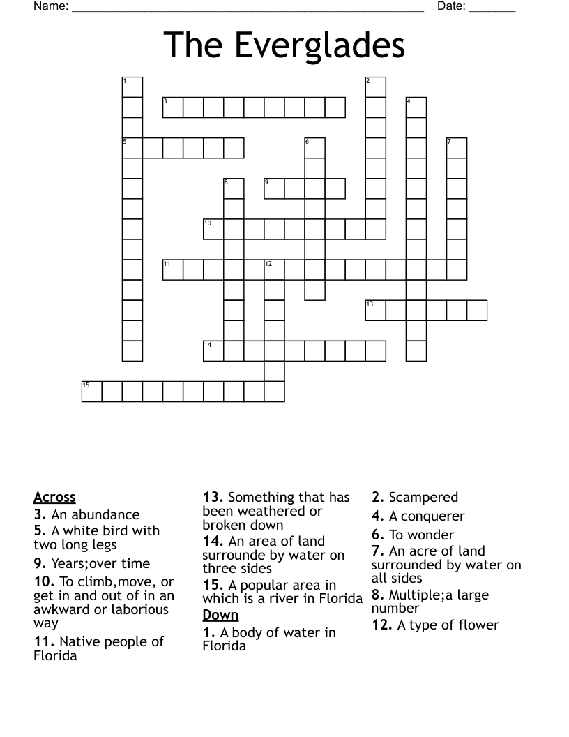 The Everglades Crossword WordMint The Everglades Crossword WordMint