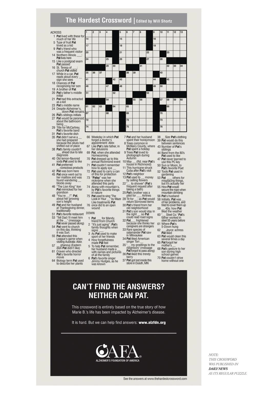 THE HARDEST CROSSWORD Entry THE WORK THE HARDEST CROSSWORD Entry THE WORK