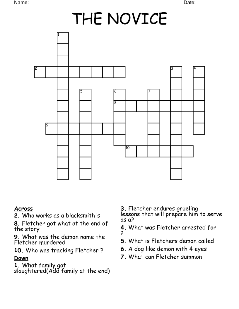 THE NOVICE Crossword WordMint THE NOVICE Crossword WordMint