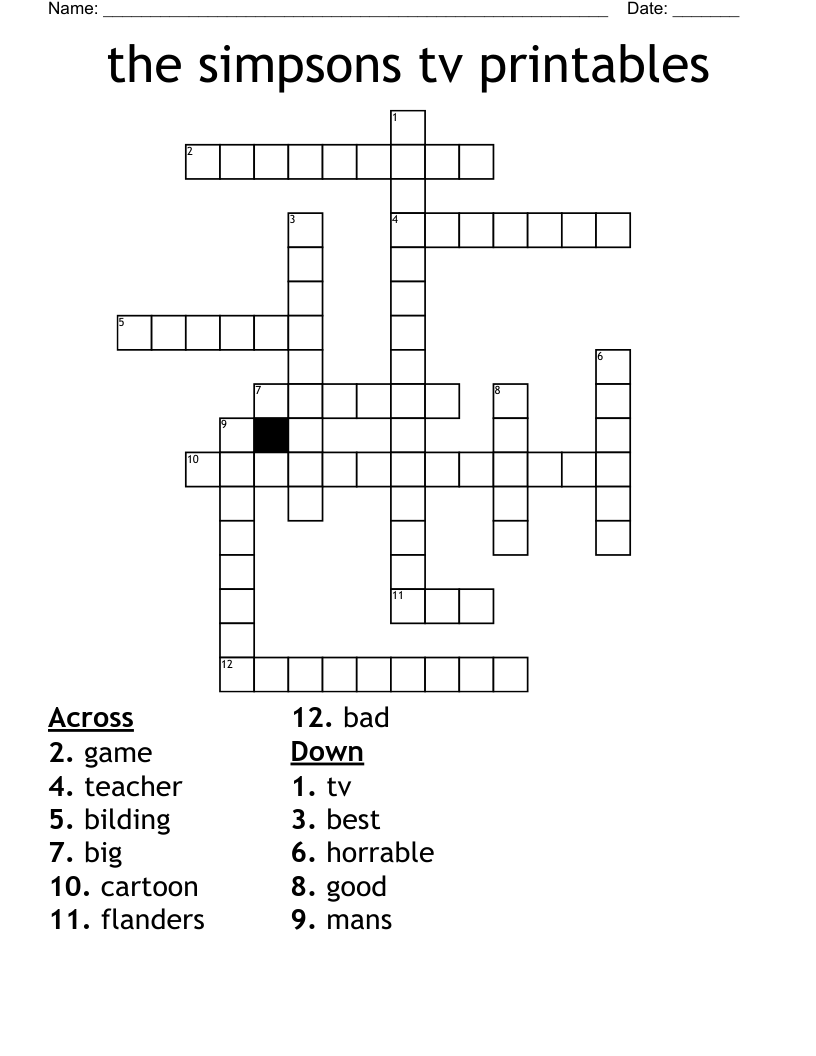 Tv Crossword Puzzles Printable Tv Crossword Puzzles Printable