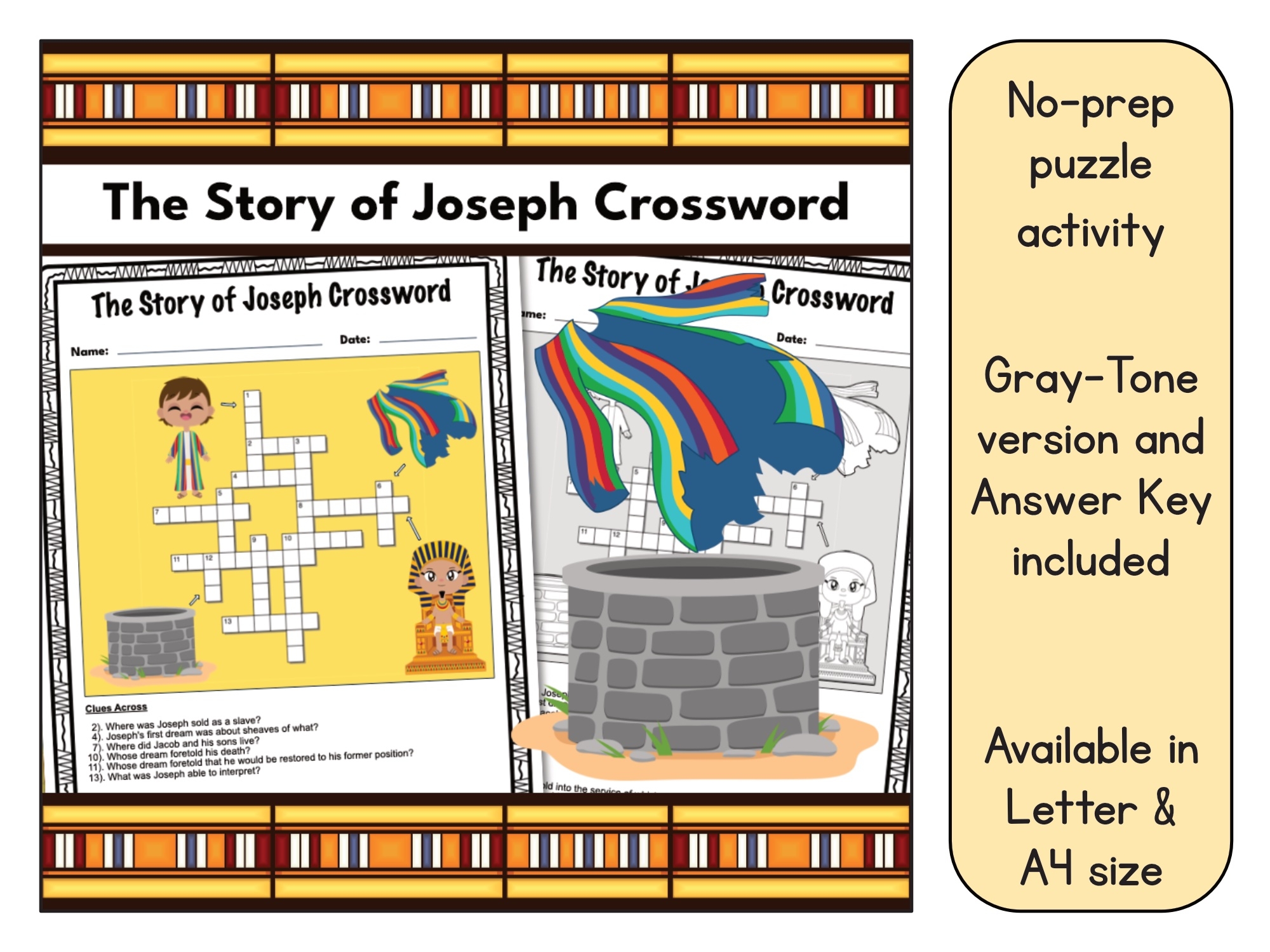The Story Of Joseph Crossword Puzzle Printable Made By Teachers The Story Of Joseph Crossword Puzzle Printable Made By Teachers
