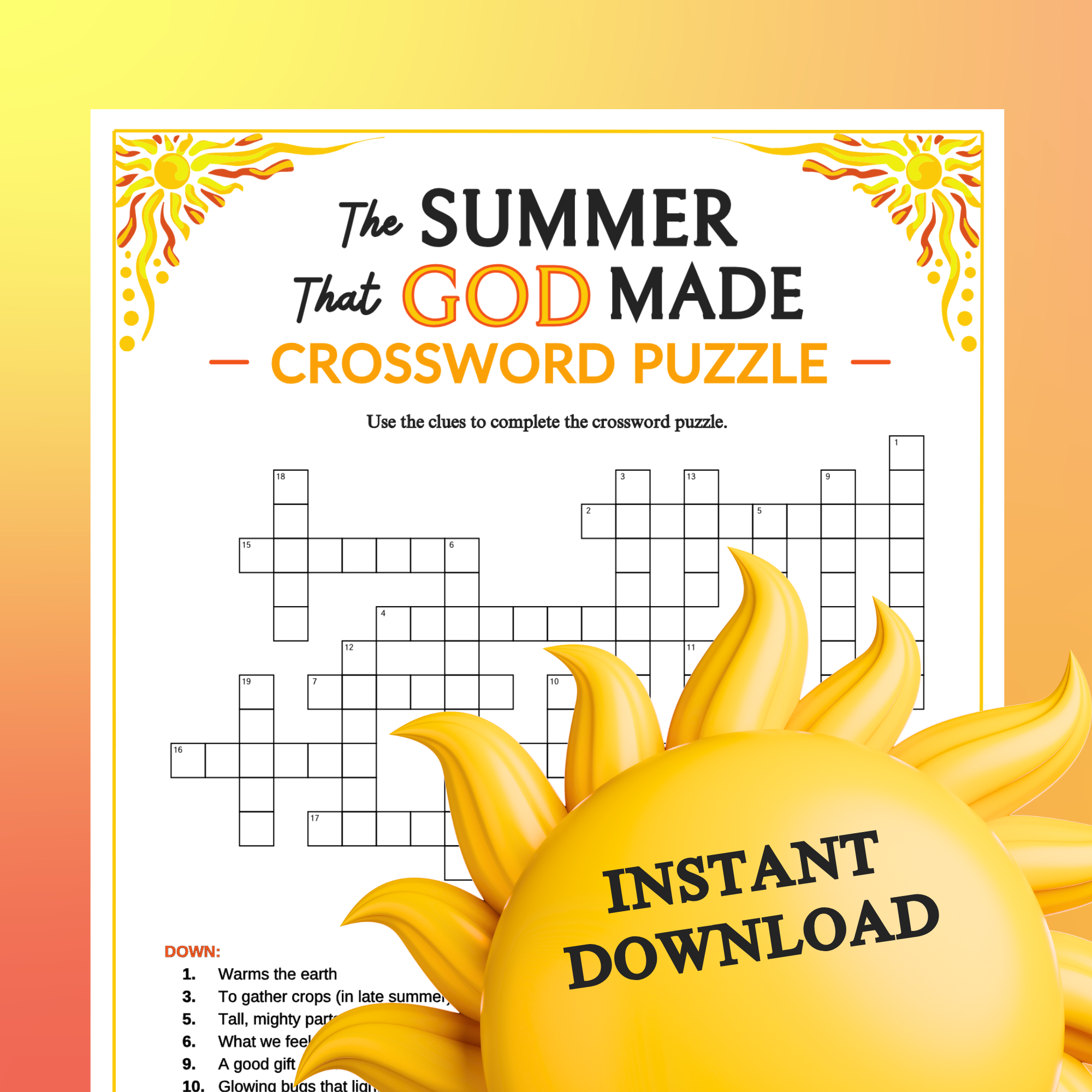 The Summer That God Made Crossword Puzzle Printable For Church Kids Teens Adults Sunday School Ministry Bible Learning Activity Classful The Summer That God Made Crossword Puzzle Printable For Church Kids Teens Adults Sunday School Ministry Bible Learning Activity Classful