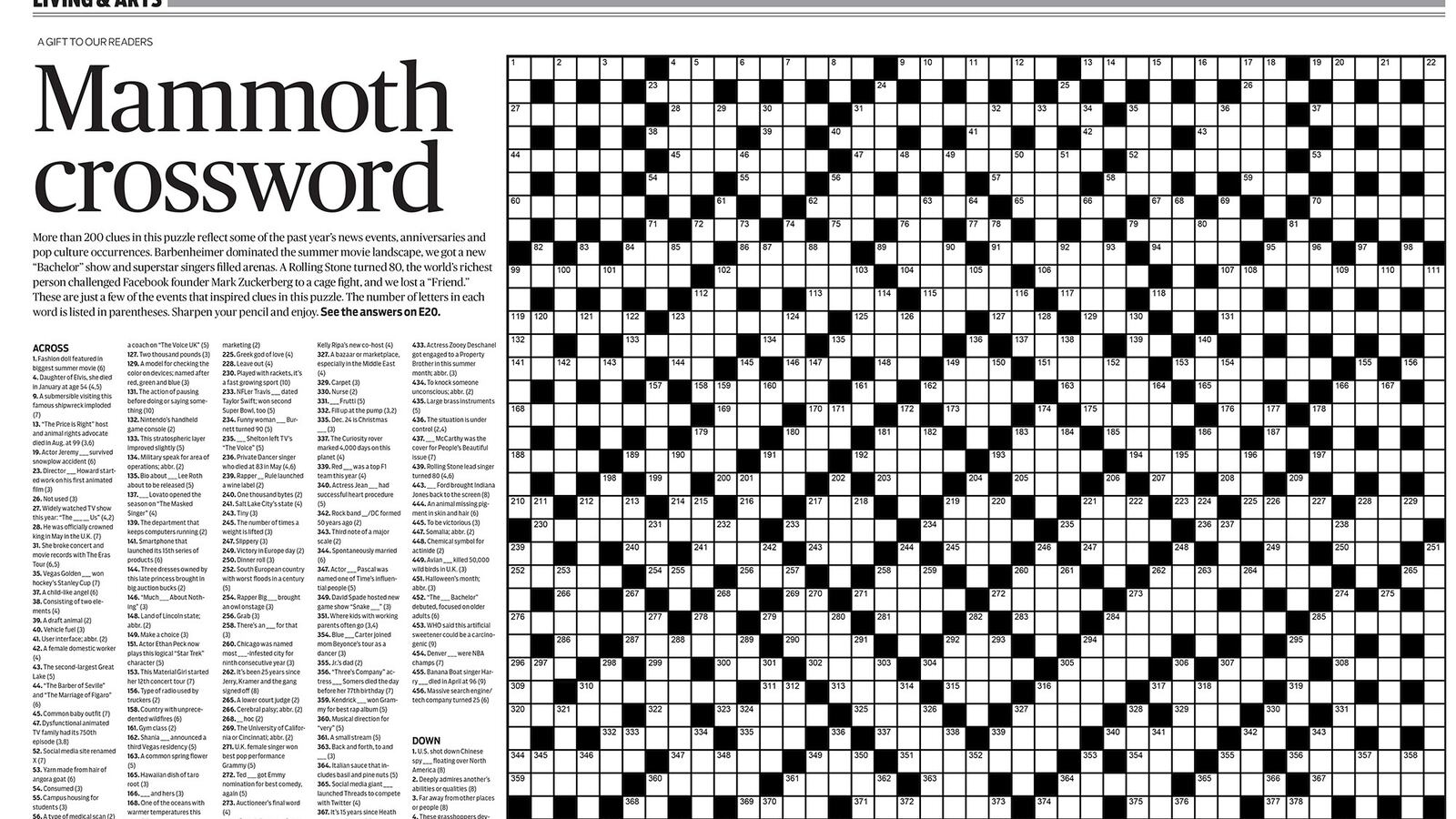 the year in review mammoth crossword puzzle in sunday s print edition the year in review mammoth crossword puzzle in sunday s print edition