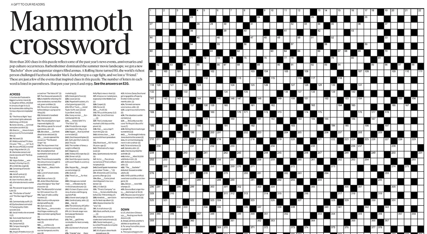 The Year In Review Mammoth Crossword Puzzle In Sunday s Print Edition The Year In Review Mammoth Crossword Puzzle In Sunday s Print Edition