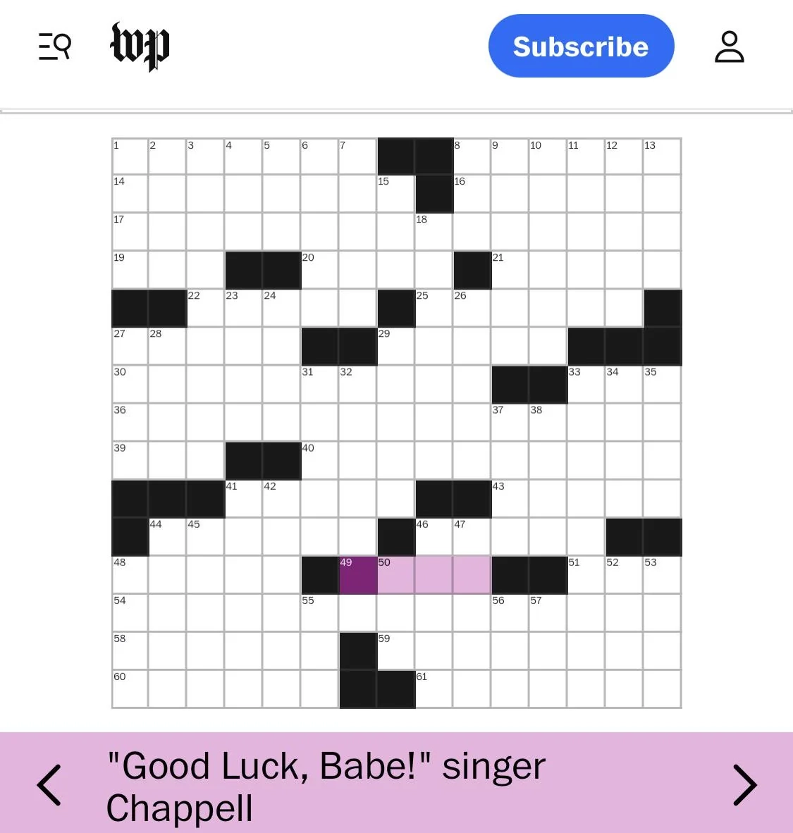 Today s Washington Post Crossword Clue R chappellroan Today s Washington Post Crossword Clue R chappellroan