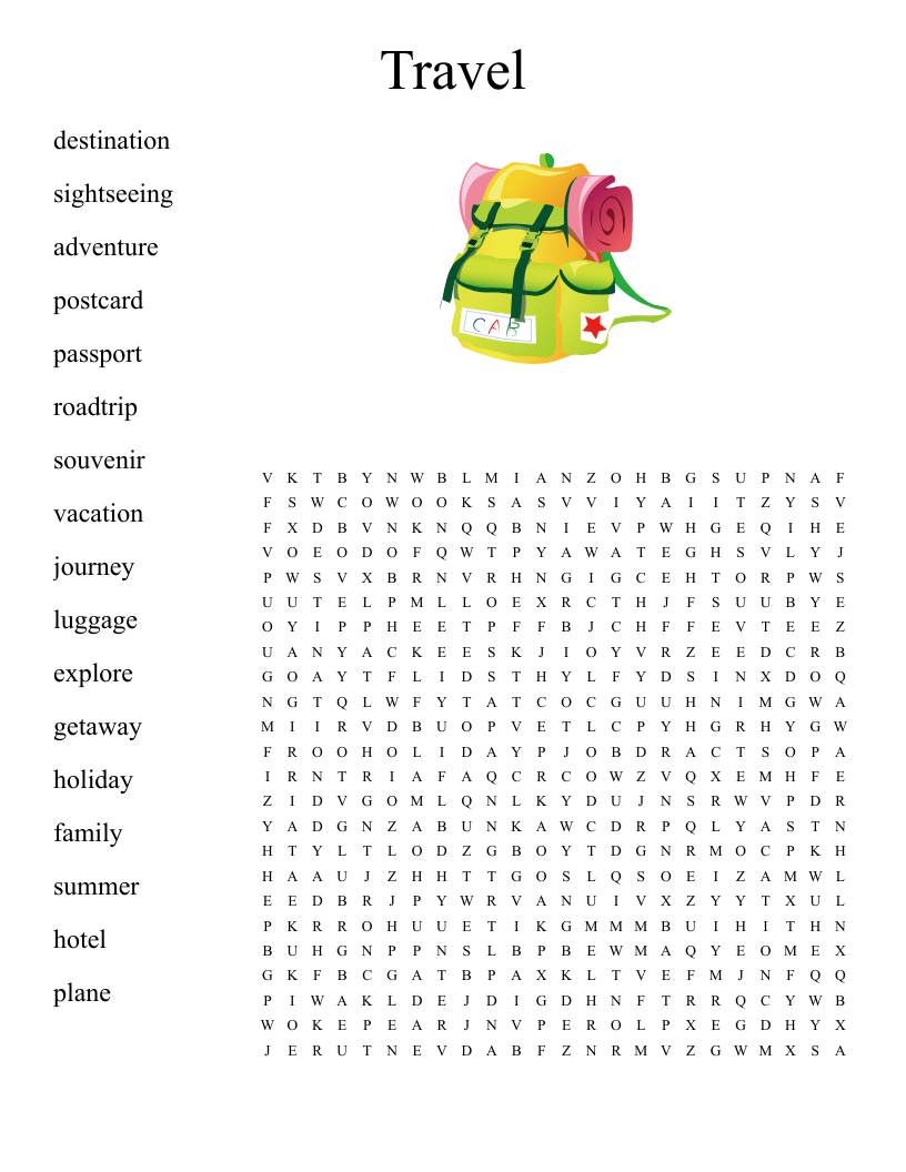 TRAVEL Crossword WordMint TRAVEL Crossword WordMint