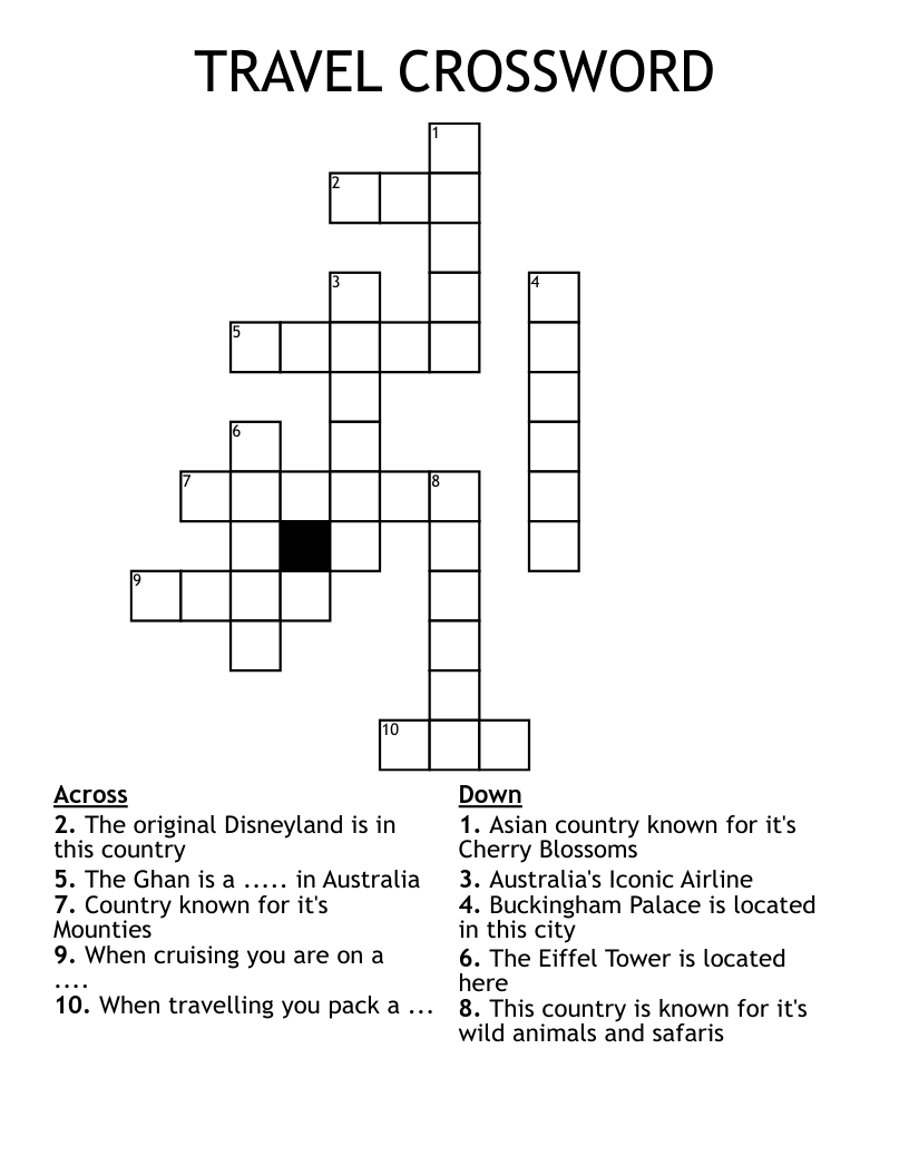 TRAVEL CROSSWORD WordMint TRAVEL CROSSWORD WordMint