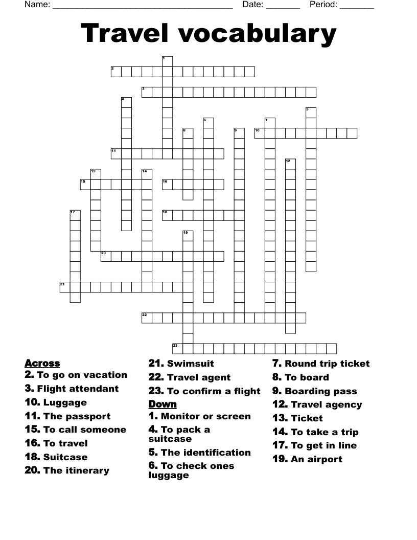 Traveling Crossword WordMint Traveling Crossword WordMint