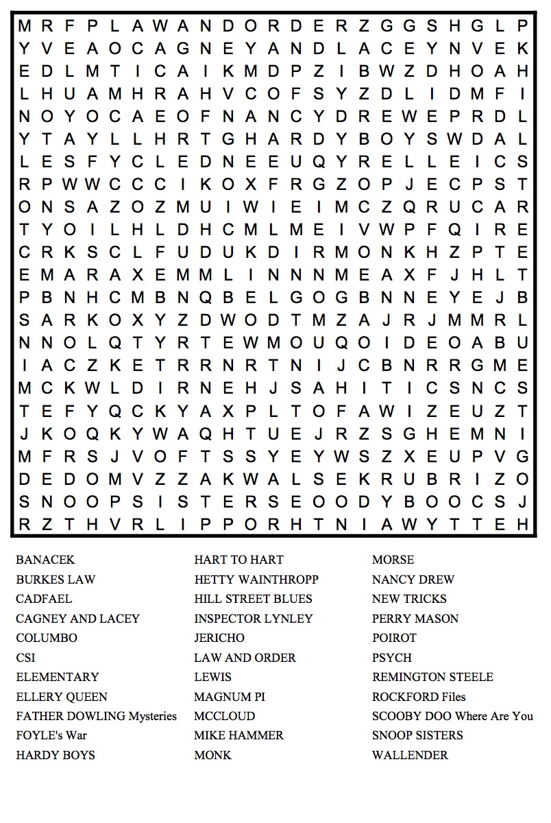 TV Mystery Shows Word Search Millie Mack s Blog TV Mystery Shows Word Search Millie Mack s Blog