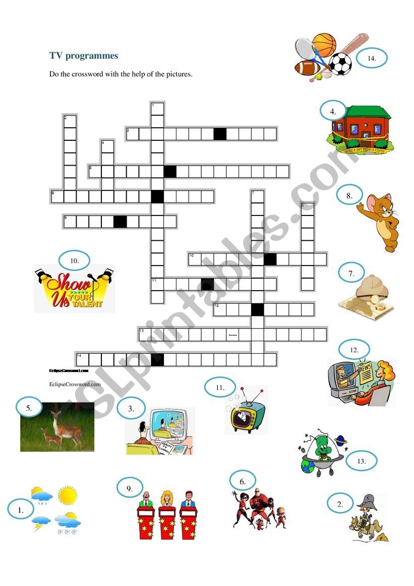 TV Programmes Crossword ESL Worksheet By T gyorgyi TV Programmes Crossword ESL Worksheet By T gyorgyi