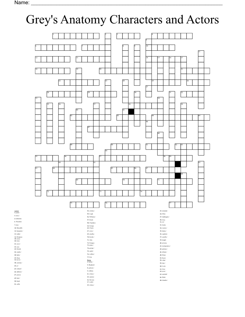 Tv Theme Crossword Puzzles Printable