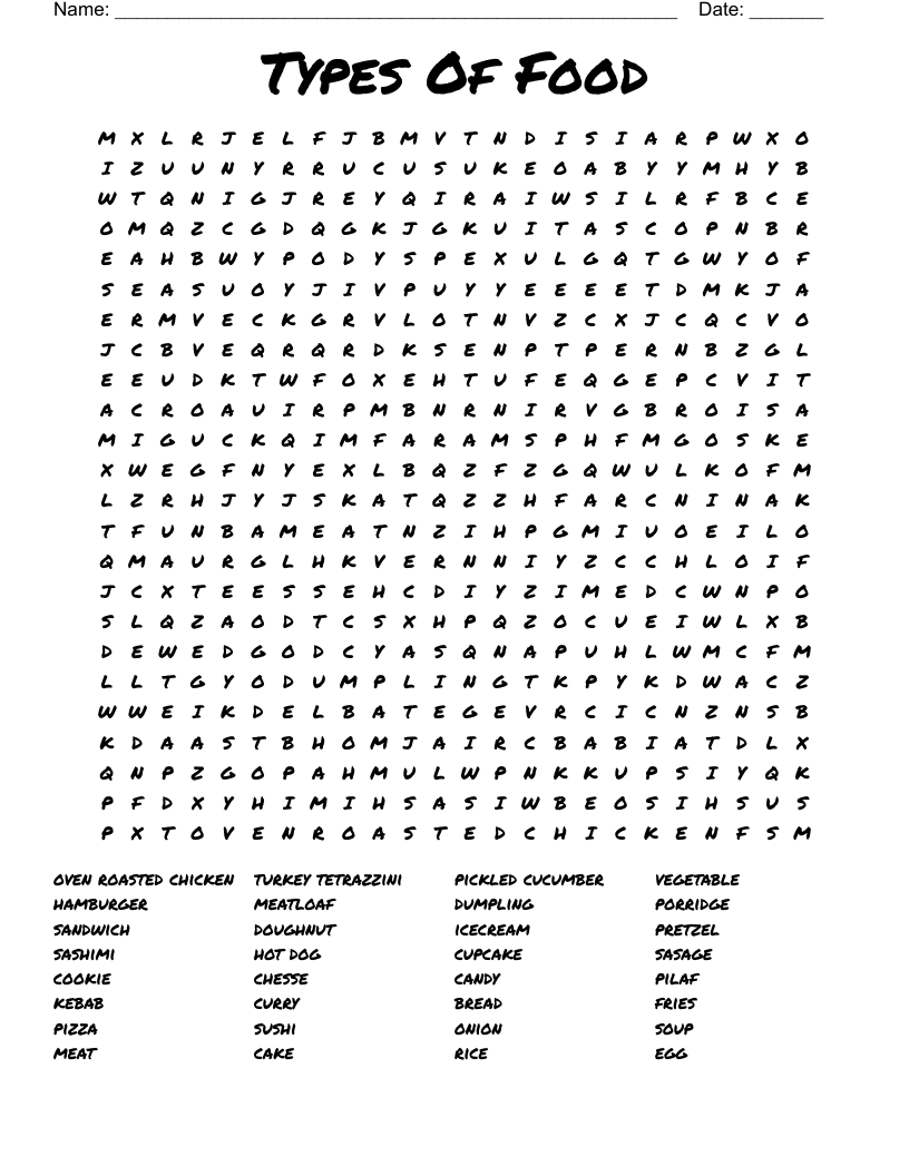 Types Of Food Word Search WordMint Types Of Food Word Search WordMint