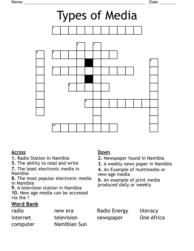 Types Of Media Crossword WordMint Types Of Media Crossword WordMint