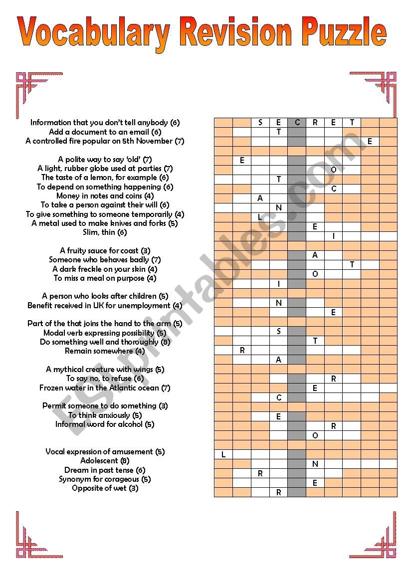 Printable Middle School Crossword Puzzles Printable Middle School Crossword Puzzles