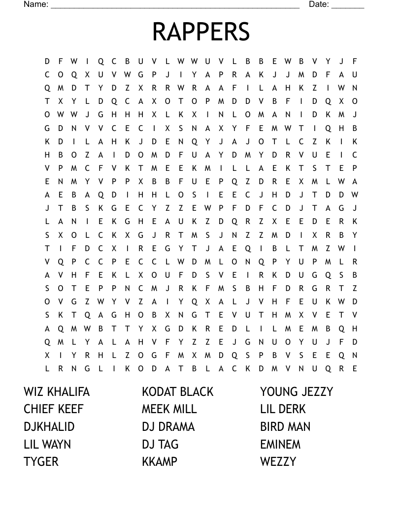 Hip Hop Crossword Puzzles Printable Hip Hop Crossword Puzzles Printable
