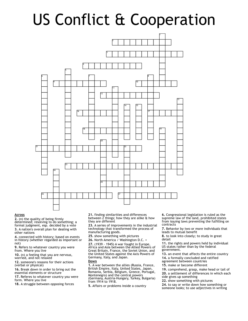 US Conflict Cooperation Crossword WordMint US Conflict Cooperation Crossword WordMint