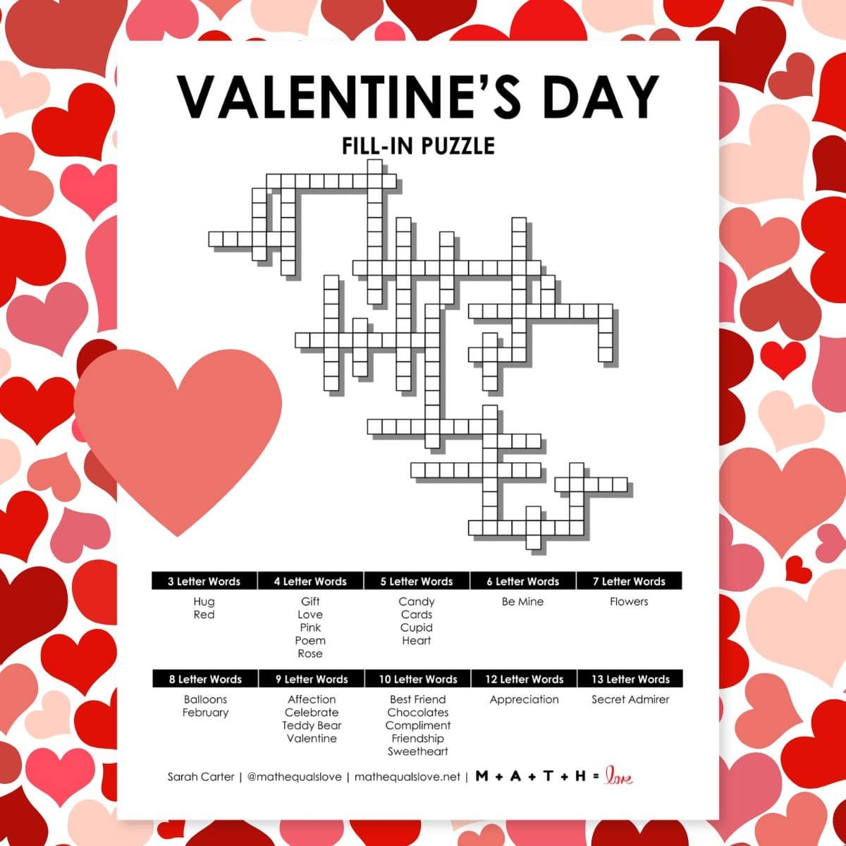 Valentine s Day Puzzles Math Love