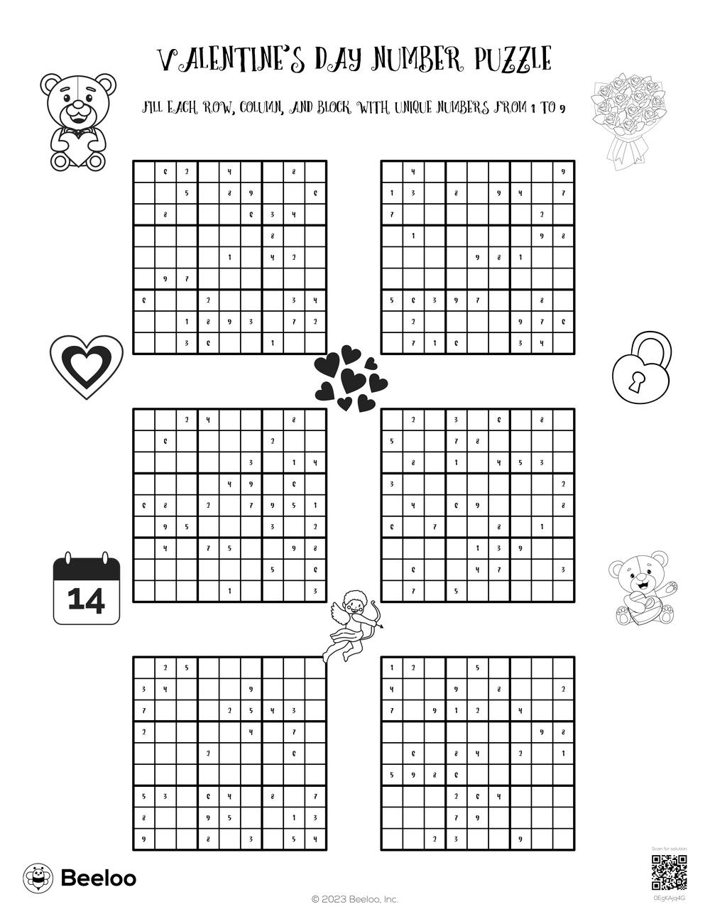 Valentine themed Sudoku Puzzles Beeloo Printable Crafts And Activities For Kids Valentine themed Sudoku Puzzles Beeloo Printable Crafts And Activities For Kids