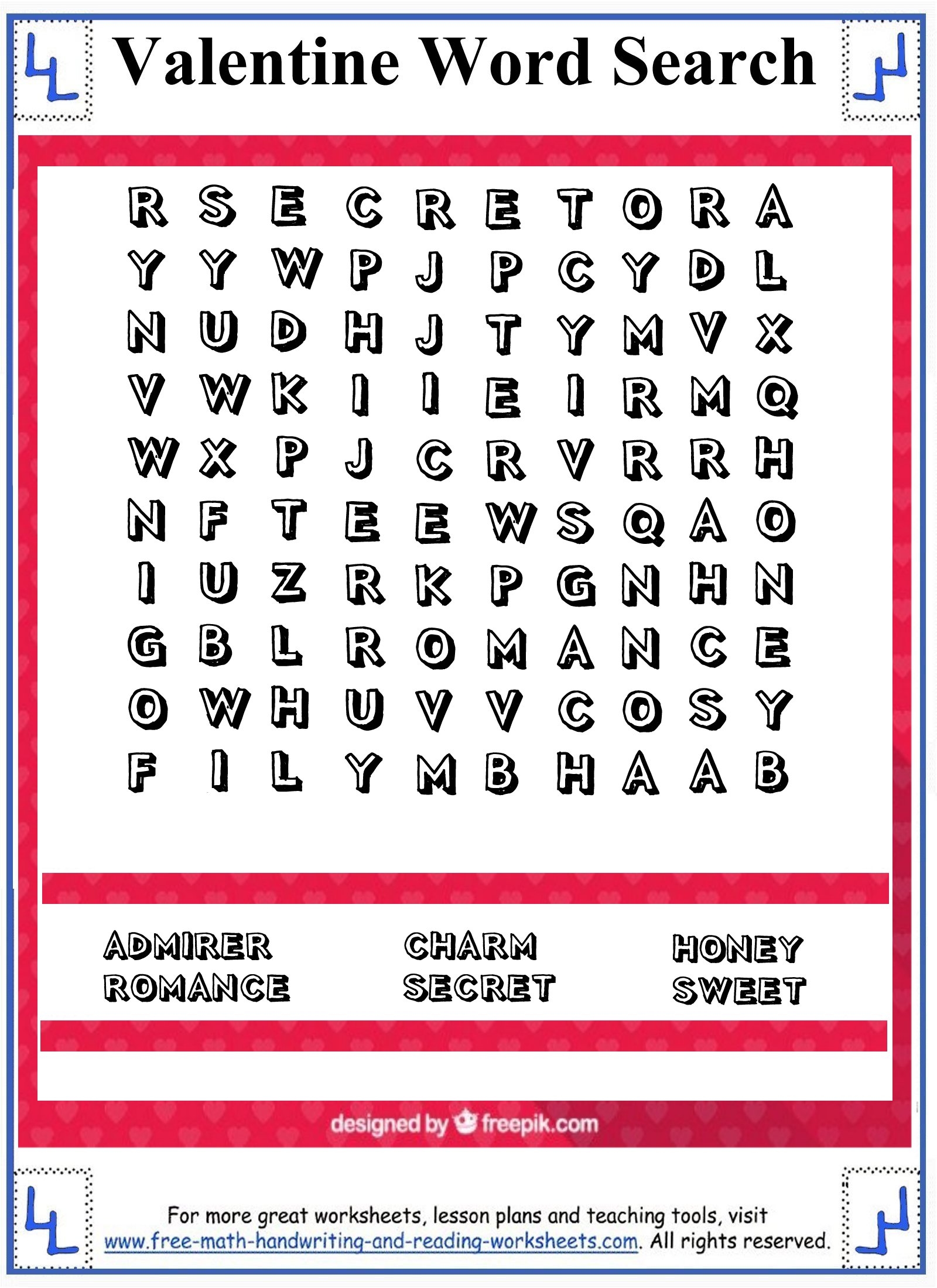 Printable Valentine Crossword Puzzles Printable Valentine Crossword Puzzles