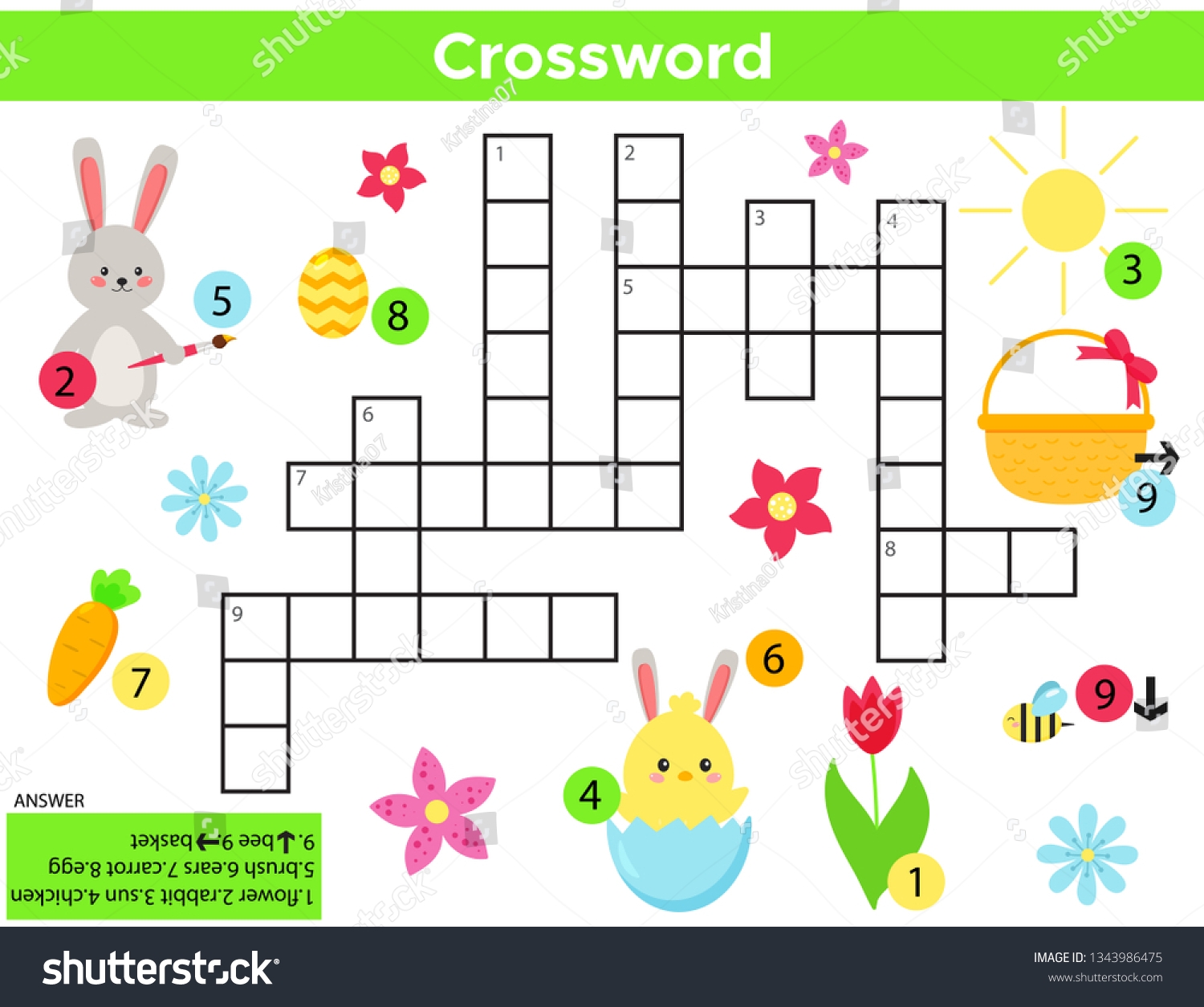 Vector Easter Crossword English Education Game Stock Vector Royalty Free 1343986475 Shutterstock