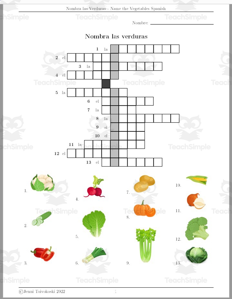Crossword Puzzles Printable In Spanish