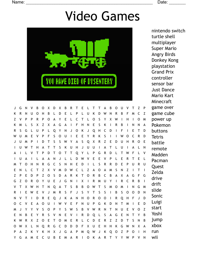 Video Games Crossword WordMint Video Games Crossword WordMint