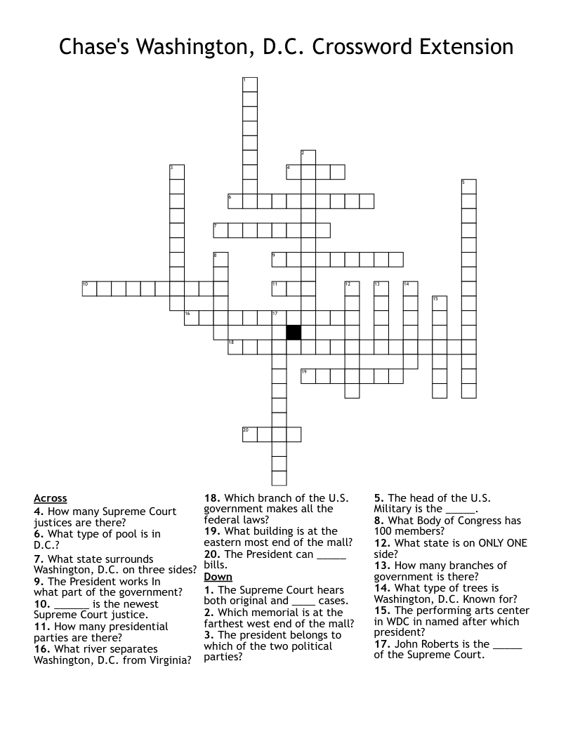 Washington D C Crossword Puzzle WordMint Washington D C Crossword Puzzle WordMint