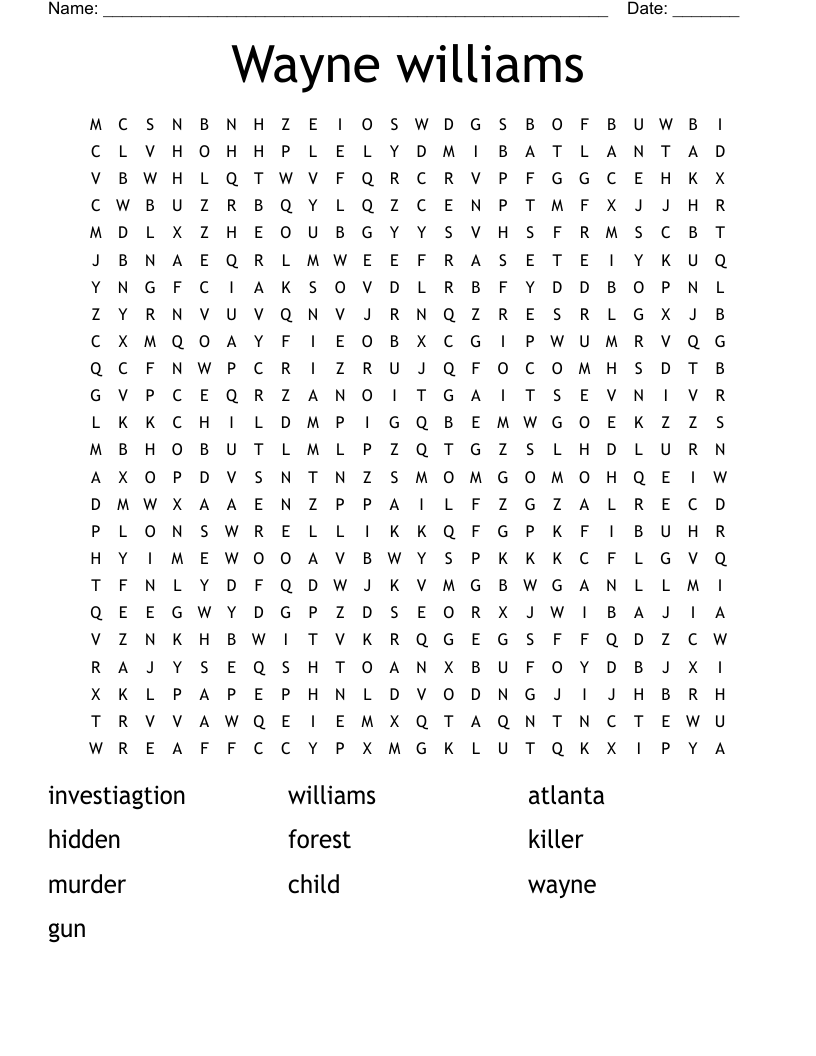 Wayne Williams Word Search WordMint Wayne Williams Word Search WordMint