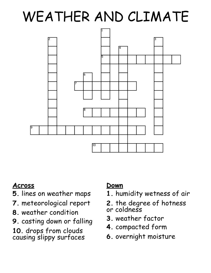WEATHER AND CLIMATE Crossword WordMint WEATHER AND CLIMATE Crossword WordMint
