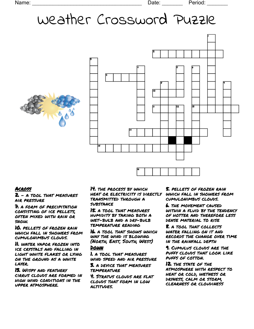 Weather Crossword Puzzle WordMint Weather Crossword Puzzle WordMint
