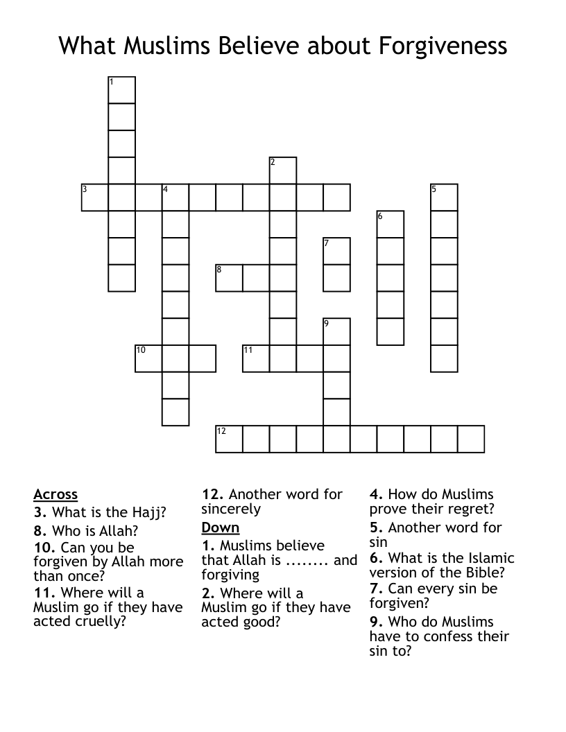 What Muslims Believe About Forgiveness Crossword WordMint